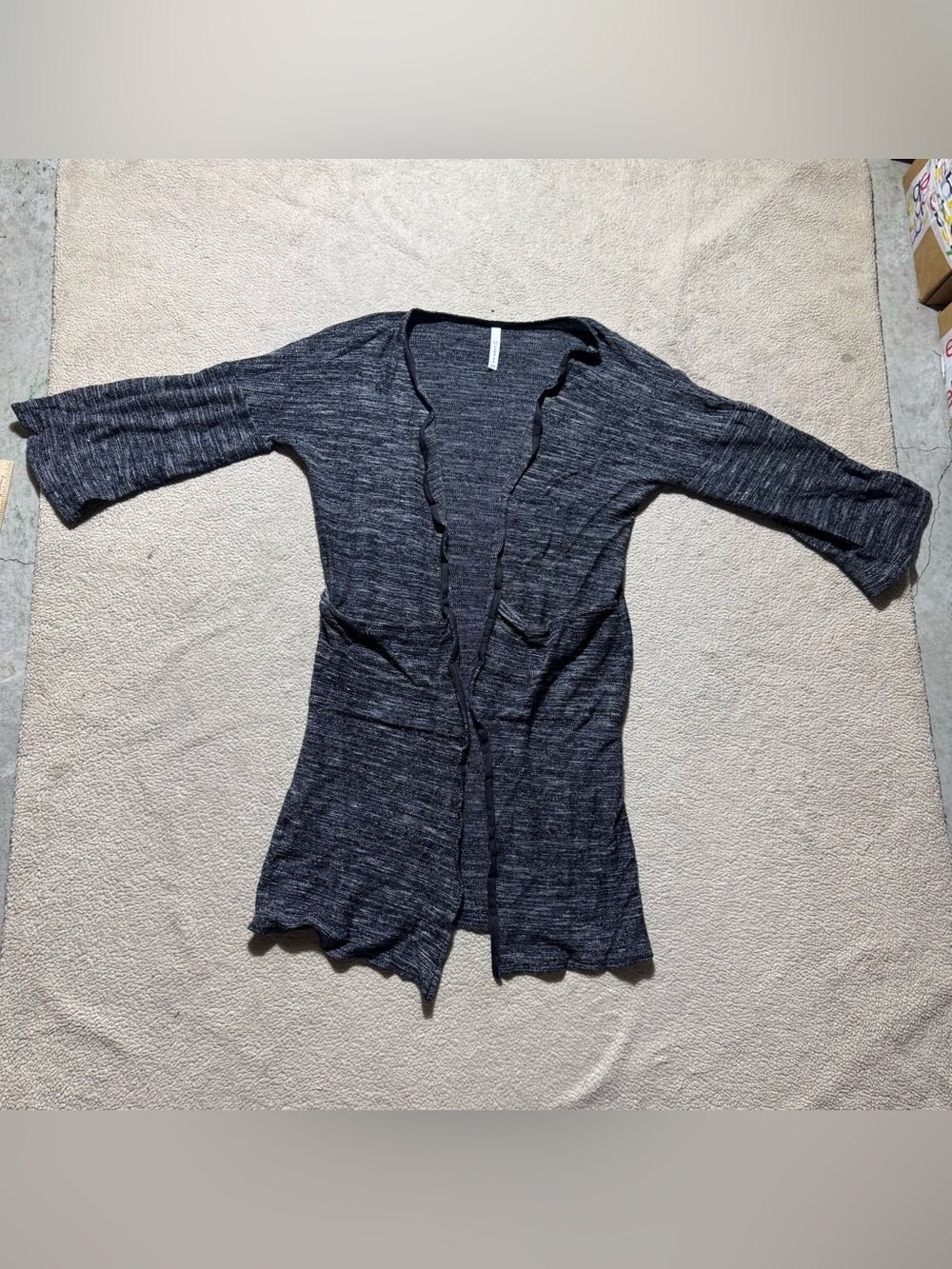 Garnish‎ PDX Cardigan Womens Small Dark Gray Heather Open Front Sweater Pockets